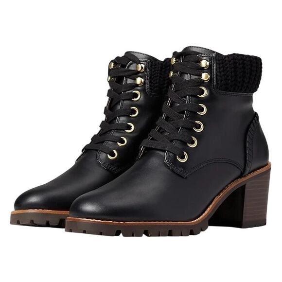 Jack Rogers Womens Harper Hiker Booties US 7.5 Black Leather Water Resistant NIB - Picture 1 of 12